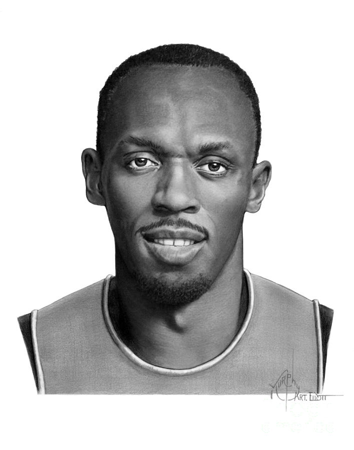 Usain Bolt Drawing by Murphy Elliott Pixels