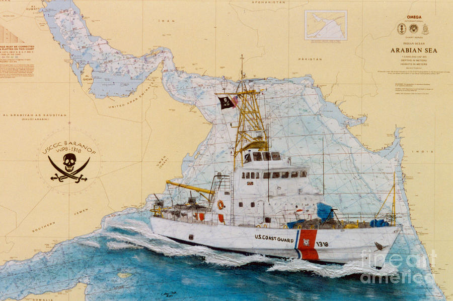 Map Painting - USCGC Baranof Nautical Chart Cathy Peek by Cathy Peek