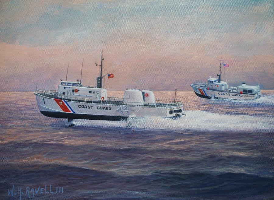 Boat Painting - U.S.Coast Guard Hydrofoils High Point and Flagstaff by William Ravell