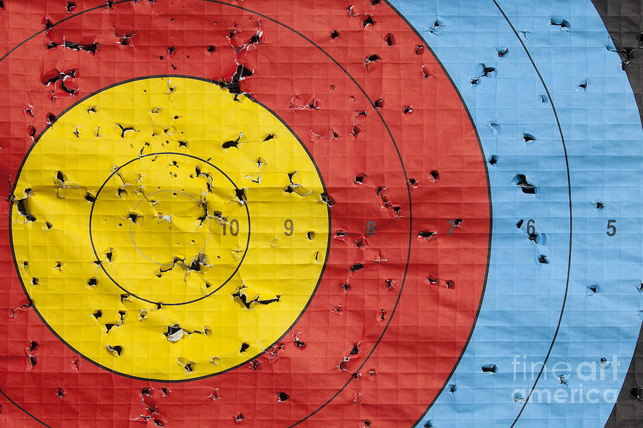 Used archery target close up Photograph by Simon Bratt Photography LRPS