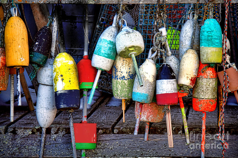 Used Lobster Trap Buoys by Olivier Le Queinec
