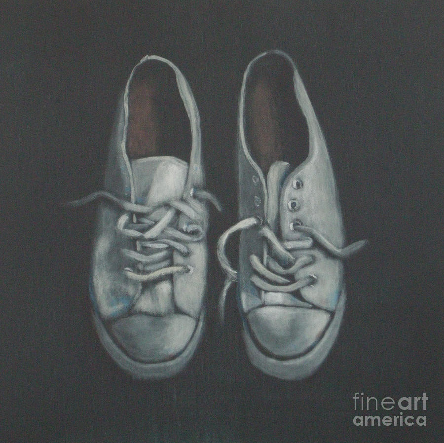 White Painting - Used White Shoes by Karl Seitinger