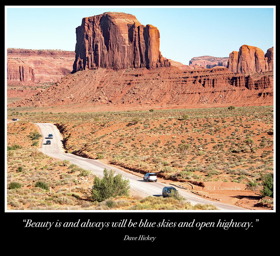 U.S.Highway 163, Monument Valley, Arizona, Utah Border Photograph by A Macarthur Gurmankin
