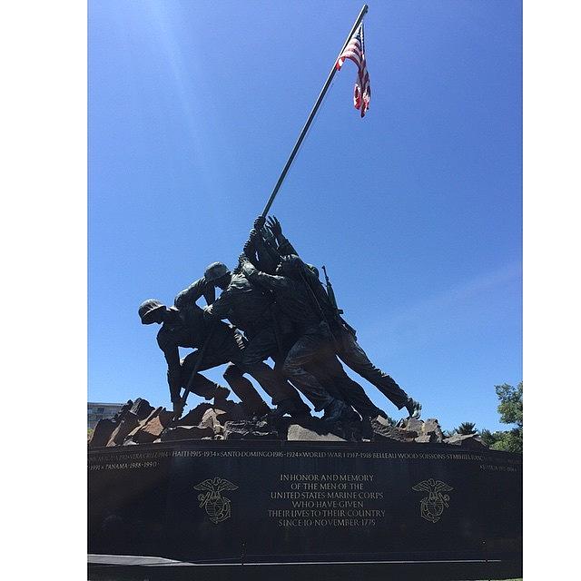 Flag Photograph - USMC War Memorial by Jerry Crews