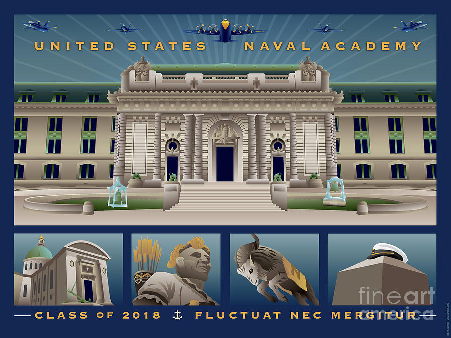 Maryland Digital Art - USNA Class of 2018 Monuments by Joe Barsin Maryland Digital Art - USNA Class of 2018 Monuments by Joe Barsin