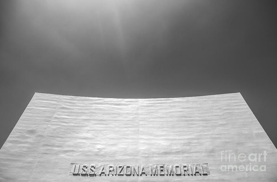 USS Arizona Memorial in Black and White Photograph by Diane Diederich