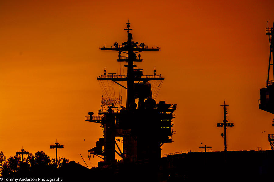 USS Carl Vinson at Sunset Photograph by Tommy Anderson