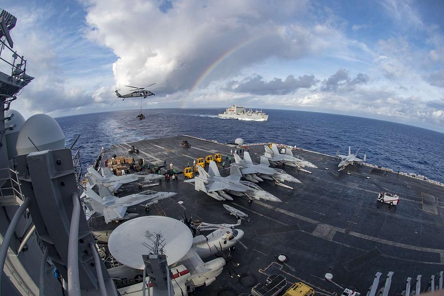 Uss Carl Vinson Conducts A Replenishment-at-sea. Painting