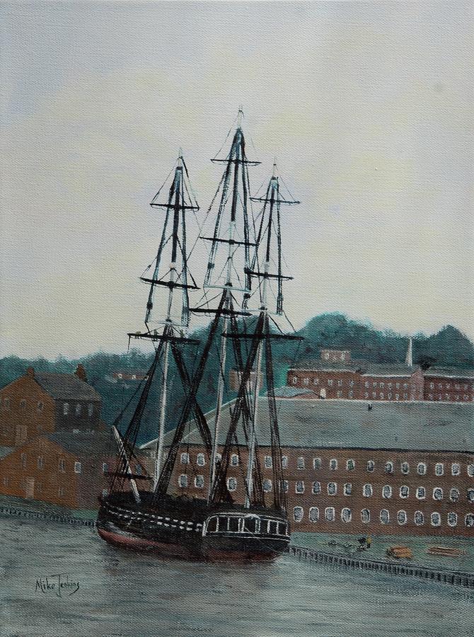 USS Constitution Taking on Provisions Painting by Mike Jenkins