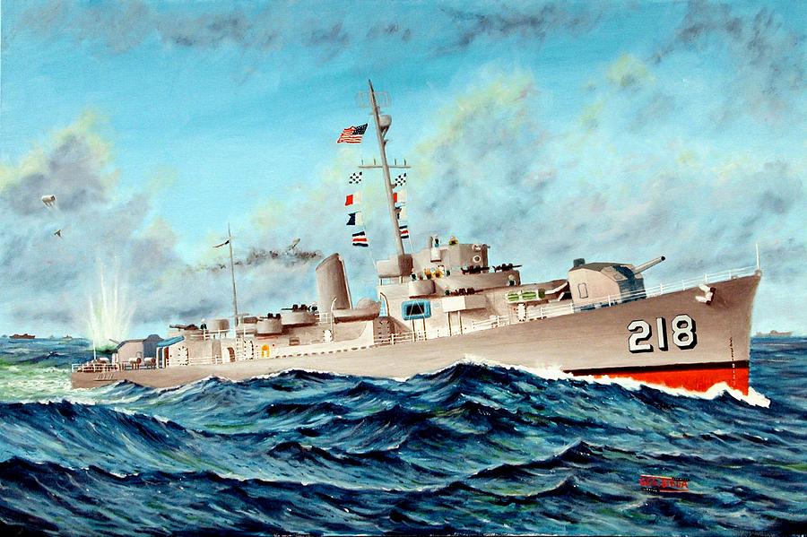 USS Darby DE-218 1950-60 Painting by George Bieda