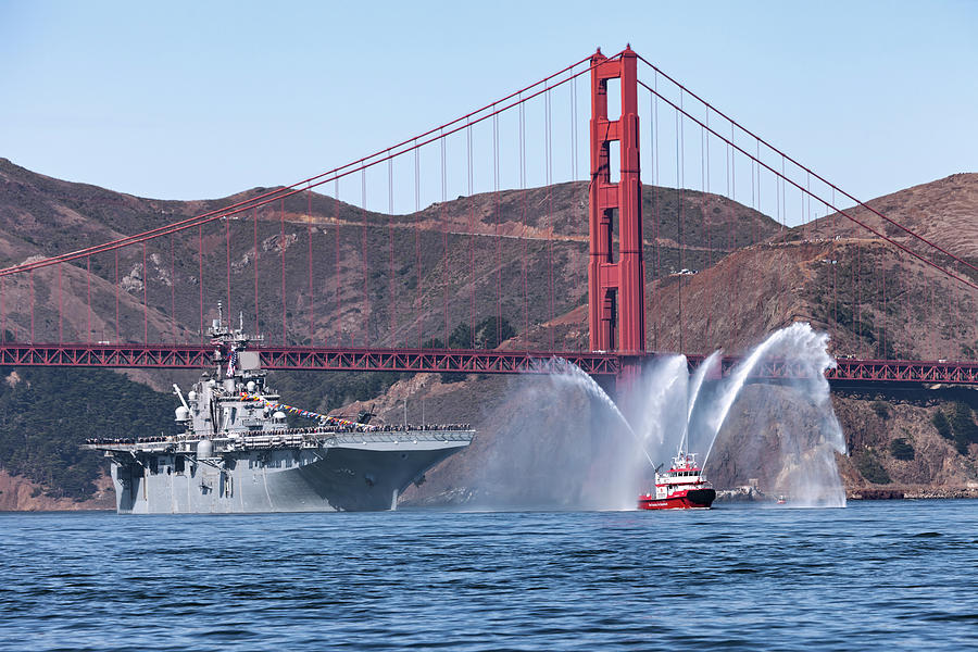 USS Essex and SF Fireboat Photograph by Rick Pisio