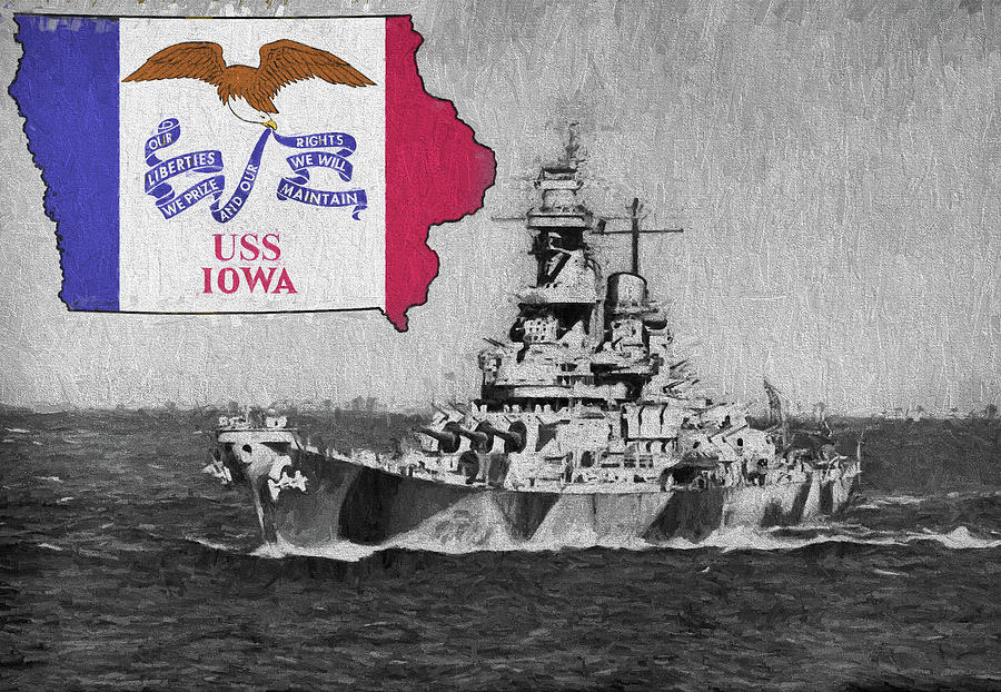 USS Iowa Digital Art by JC Findley