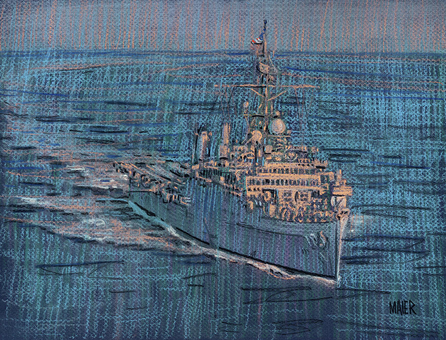 Uss Juneau Drawing - USS Juneau LPD 10 by Donald Maier