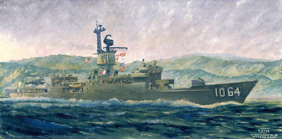 USS Lockwood FF-1064 1986 Painting by George Bieda.
