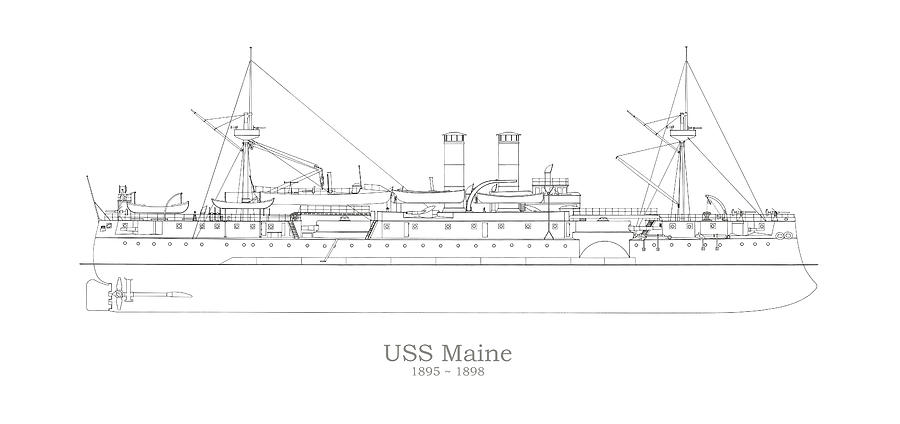 USS Maine Drawing by StockPhotosArt Com.