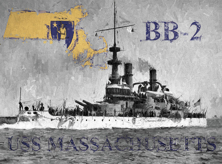 USS Massachusetts B B-2 Digital Art by JC Findley
