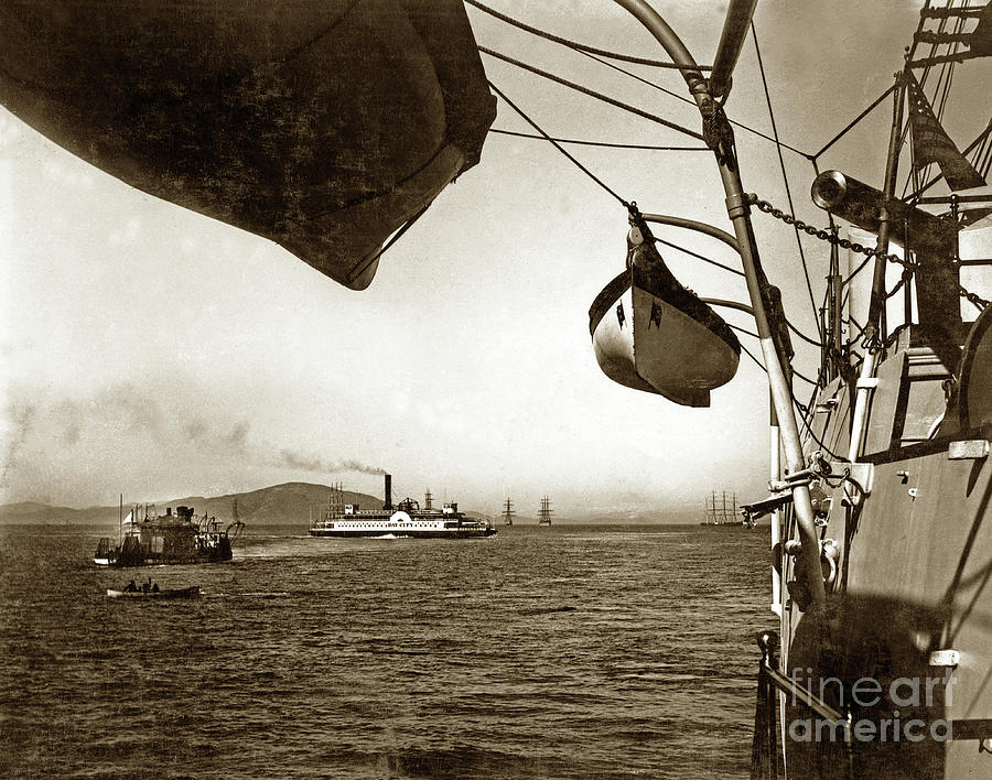 San Francisco Photograph - USS Monitor Camanche and Ferry Bay City Circa 1899 by Monterey County Historical Society