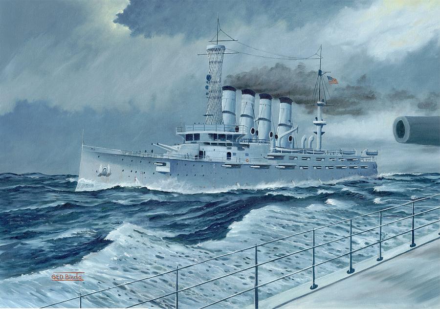 USS Montana and later USS Missoula ACR-13 Painting by George Bieda