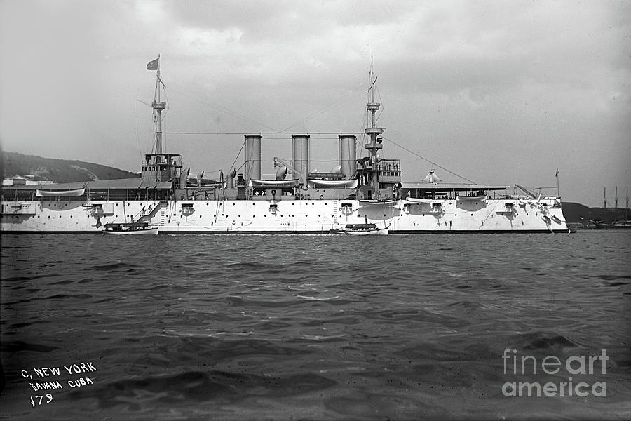 Uss New York Acr 2 Armored Cruiser In Havana Harbor Cuba 1898 Photograph By Monterey County