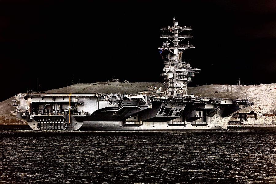 USS Nimitz aircraft carrier leaving the port of San Diego  Photograph by Paul Fearn