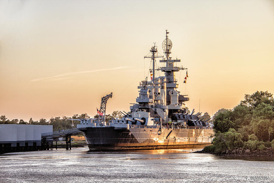USS North Carolina Sunset Digital Art by Phil Mancuso