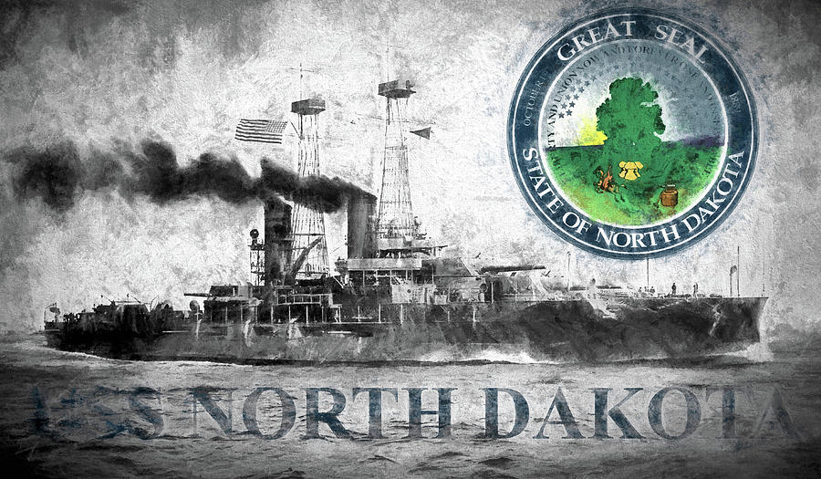 USS North Dakota Digital Art by JC Findley
