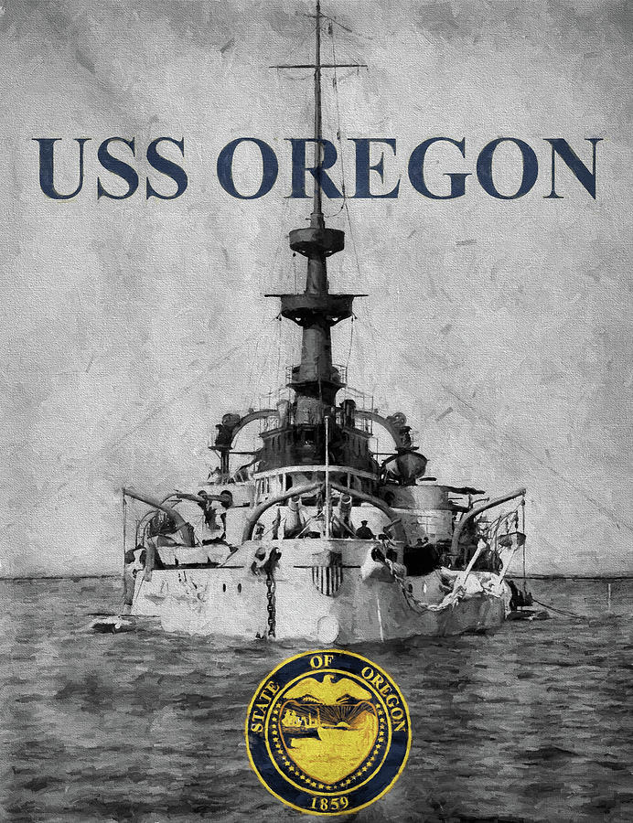 Us Navy Digital Art - USS Oregon by JC Findley