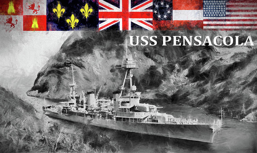 USS Pensacola  Digital Art by JC Findley