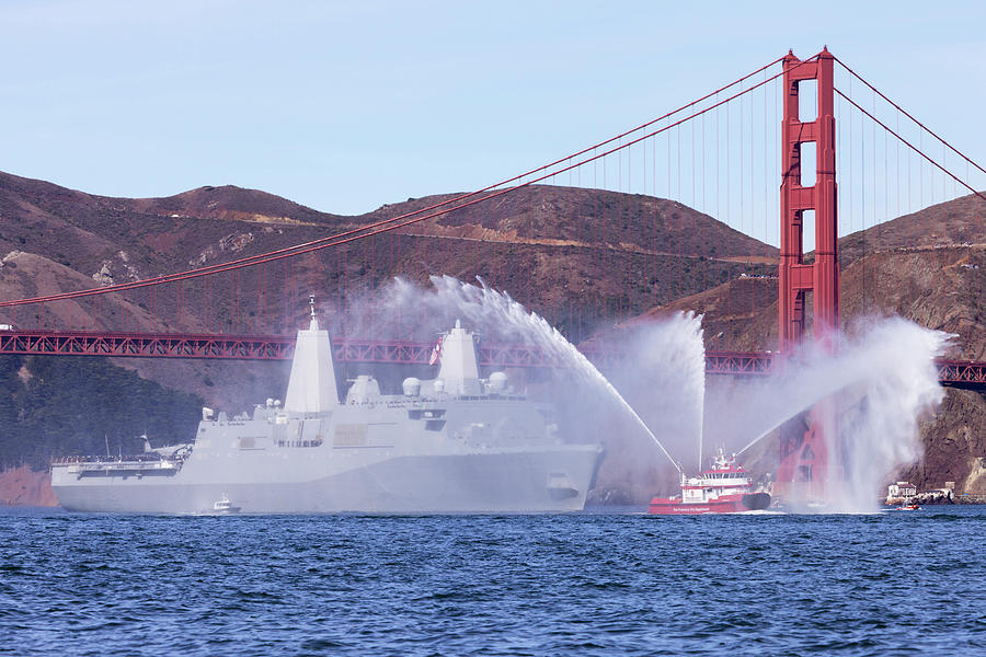 USS San Diego and Fireboat #3 Photograph by Rick Pisio