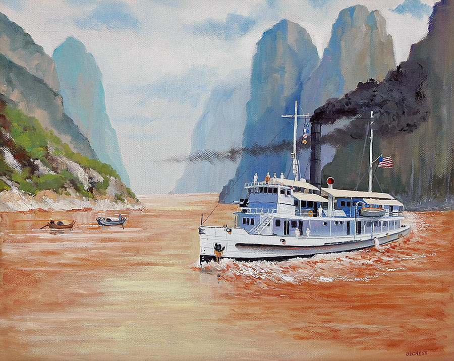 Steve Mcqueen Painting - USS San Pablo On Yangtze River Patrol by Glenn Secrest