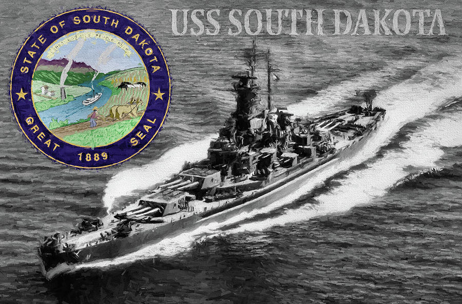 USS South Dakota Digital Art by JC Findley