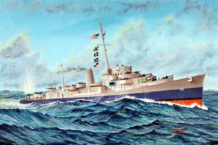 USS Swearer DE-186 1944 Painting by George Bieda