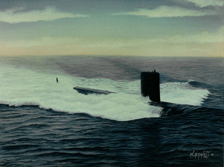 Submarine Painting - USS Topeka by William Ravell Submarine Painting - USS Topeka by William Ravell