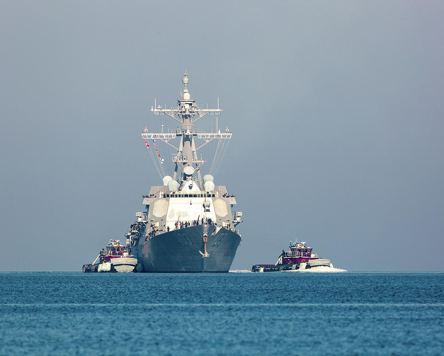 USS Truxtun Departs Port Photograph by Rachel Morrison