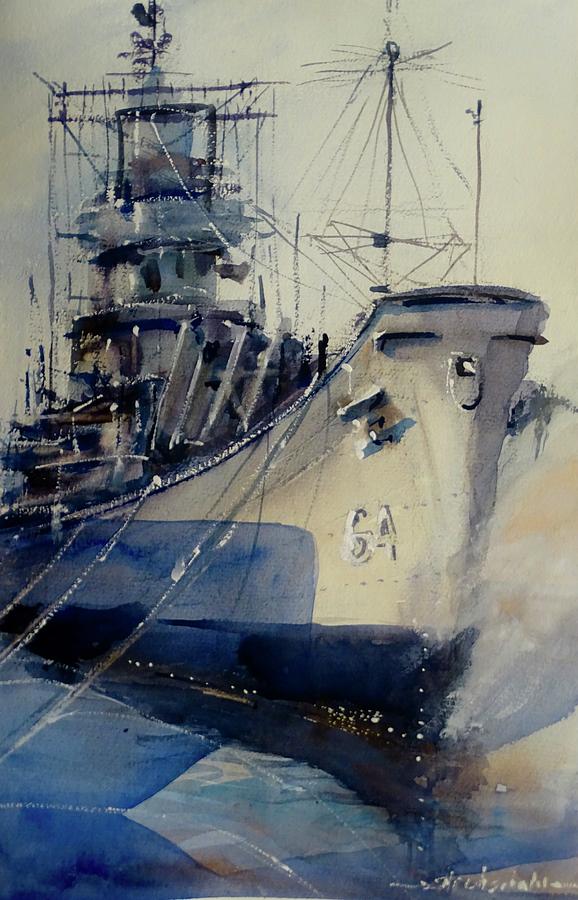  USS Wisconsin Painting by Sandra Strohschein