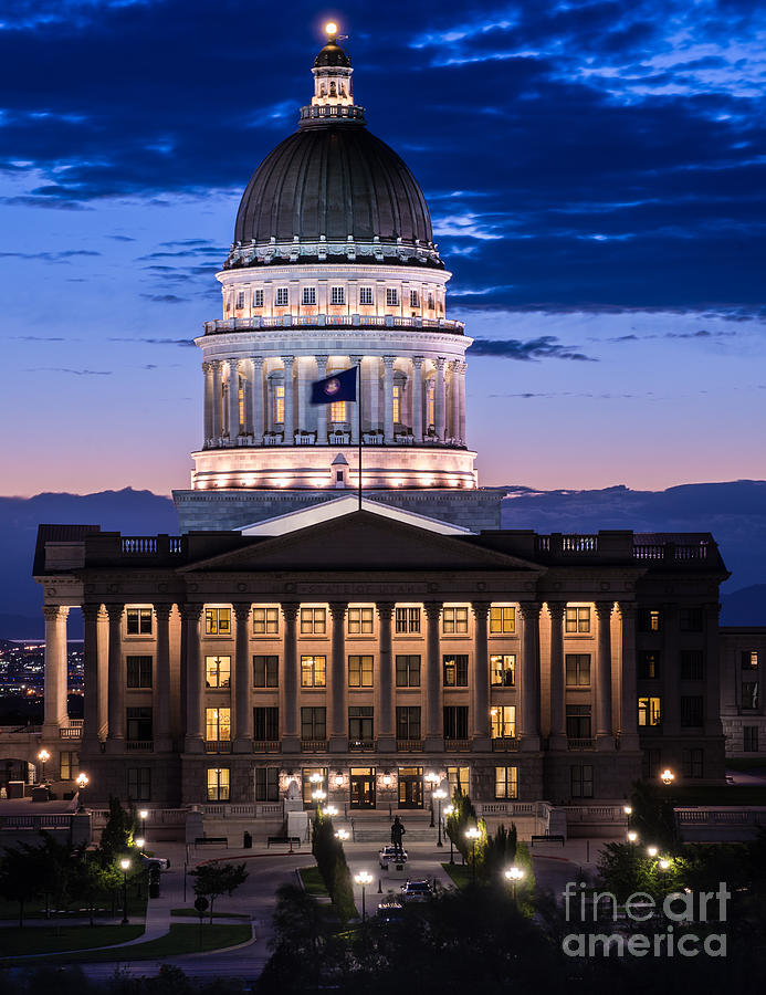 Utah Capitol Sunset - Salt Lake City Photograph by Gary Whitton