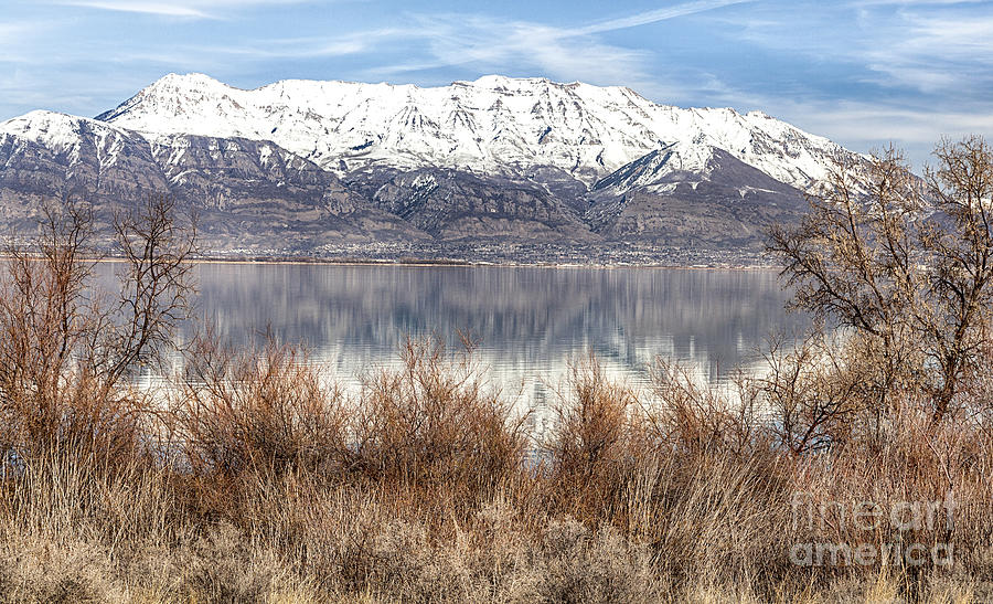 Winter Photograph - Utah Lake and Mount Timpanogos by David Millenheft