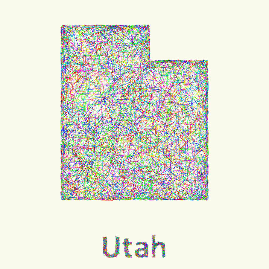 Utah Map Digital Art - Utah line art map by David Zydd