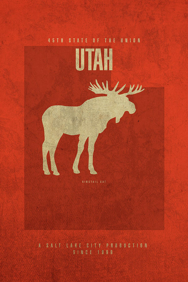 Salt Lake City Mixed Media - Utah State Facts Minimalist Movie Poster Art by Design Turnpike