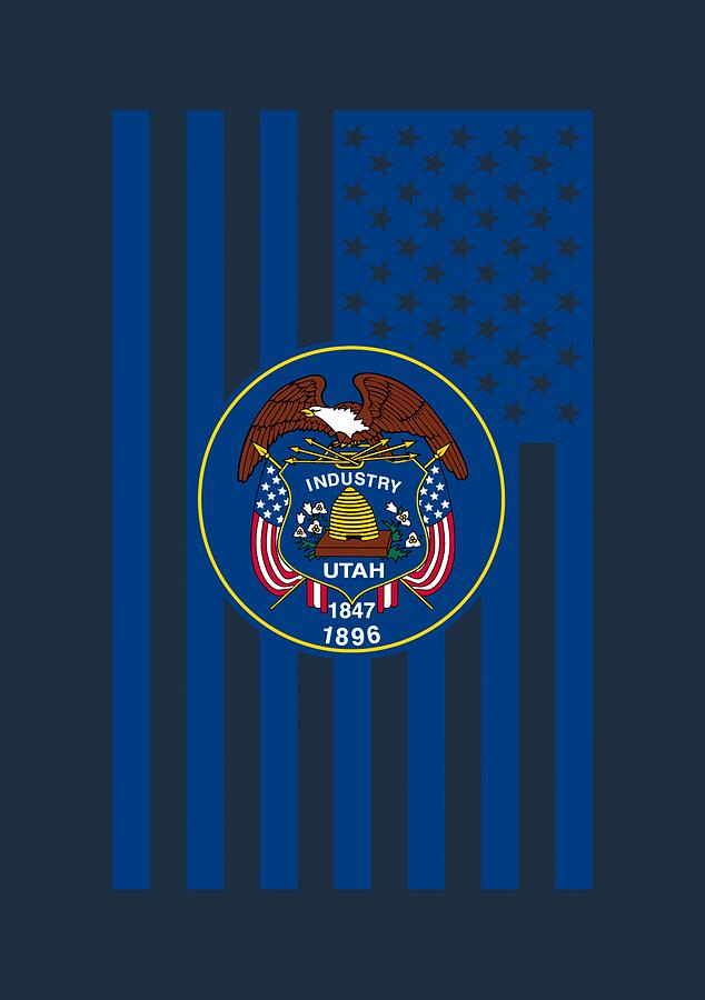 Utah State Flag Graphic USA Styling Digital Art by Garaga Designs
