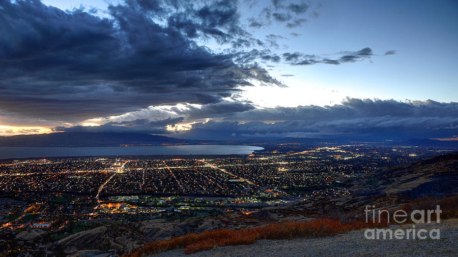 Utah Valley And Provo At Sunset Photograph