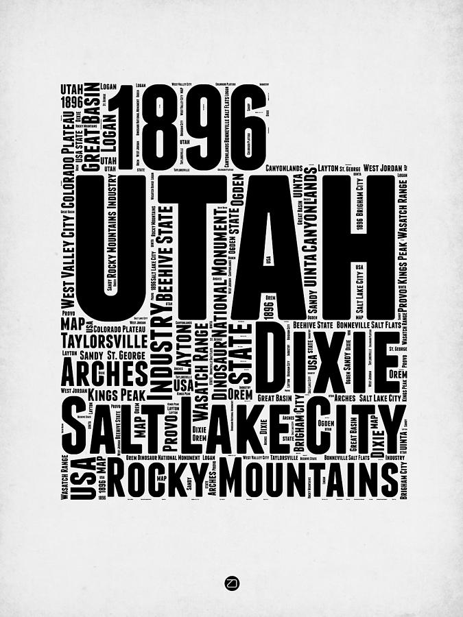 Independence Day Digital Art - Utah Word Cloud Map 2 by Naxart Studio