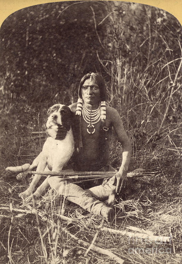 UTE MAN WITH DOG, c1874 Photograph by John Hillers