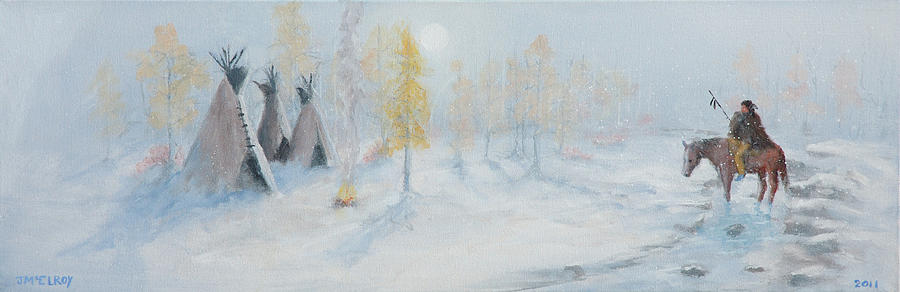 Ute Winter Camp Painting by Jerry McElroy