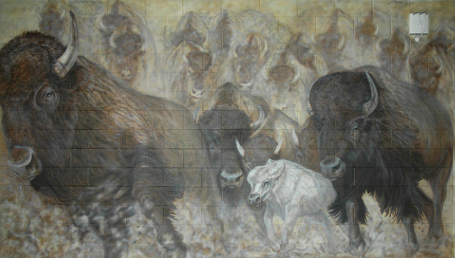 UTTC - Buffalo Mural Left Panel Painting by Wayne Pruse