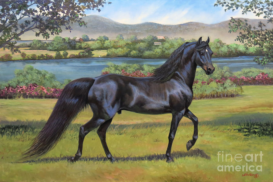 Horse Painting - UVM Promise by Jeanne Newton Schoborg