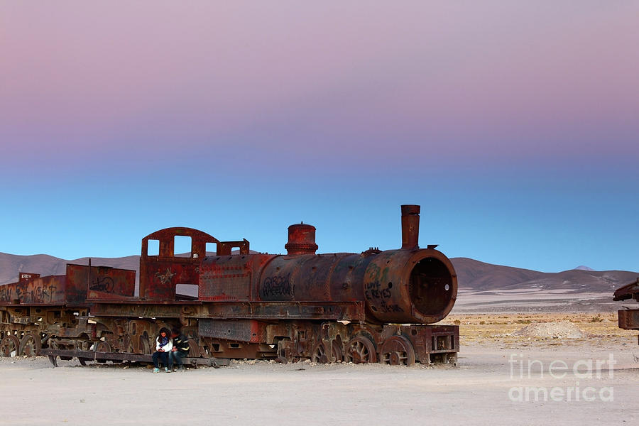 Uyuni Train Cemetery at Sunset Photograph by James Brunker