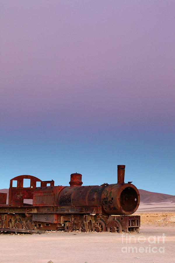 Uyuni Train Graveyard at Sunset Photograph by James Brunker