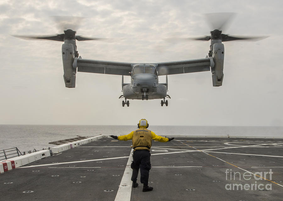 Sailors Painting - V-22 Osprey helicopter by Celestial Images
