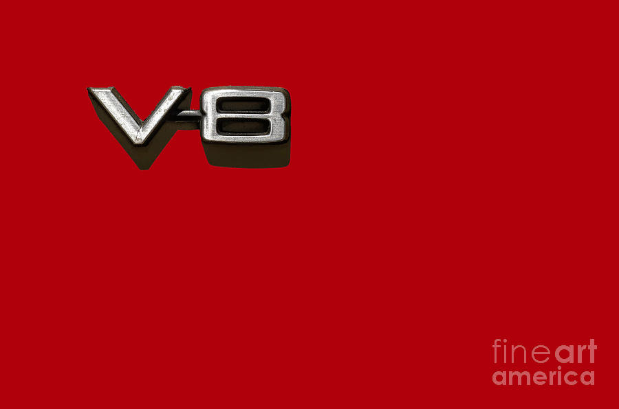 V8 Sign on red Photograph by Les Palenik
